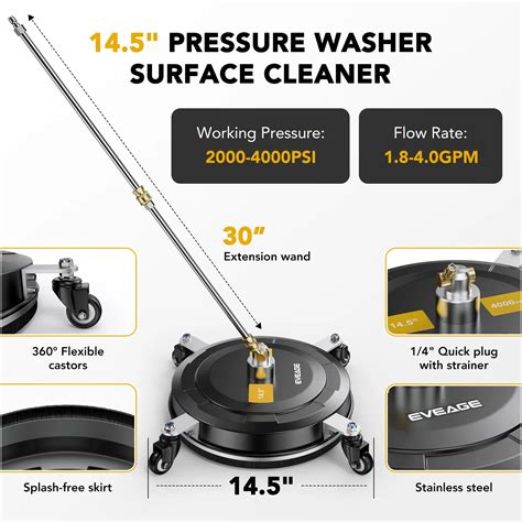 Eveage Inch Pressure Washer Surface Cleaner Black Eveage