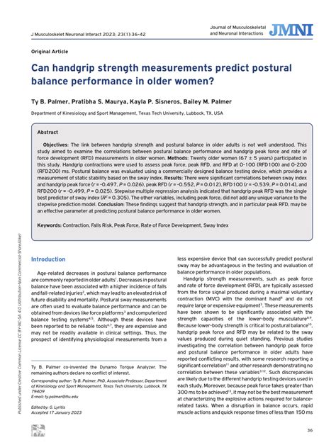 PDF Can Handgrip Strength Measurements Predict Postural Balance