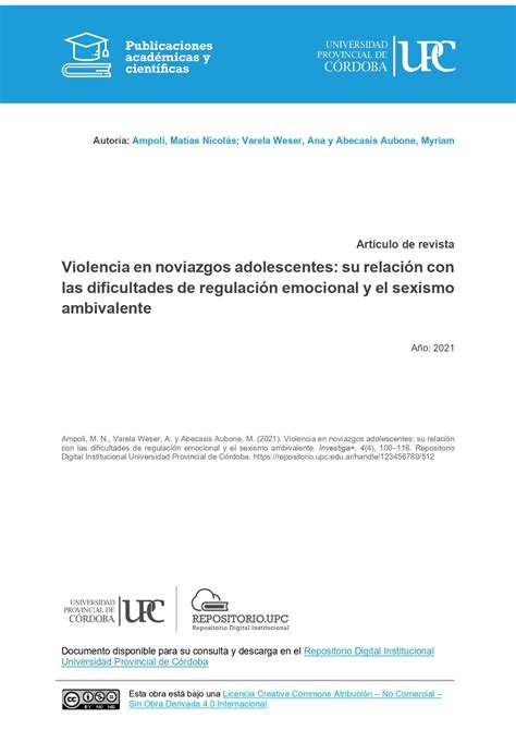 Violencia En Noviazgos Adolescentes Su Relación Con Las Dificultades