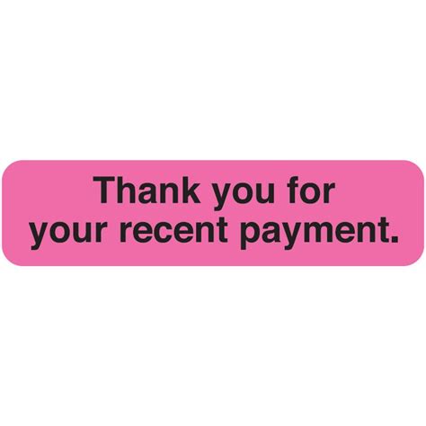 Thank You For Your Recent Payment Label Mini Label Fl Pink MAP436