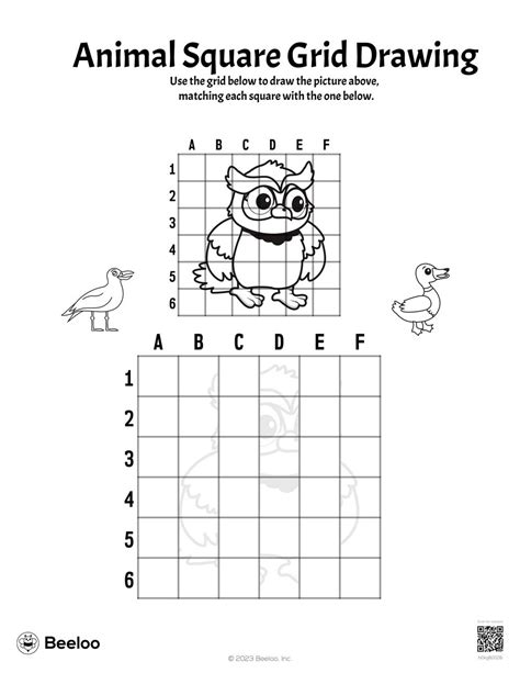 Animal-themed Grid Drawings • Beeloo Printables