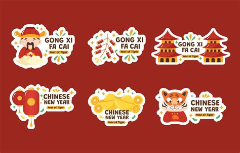 Gong Xi Fa Cai Sticker Set Vector Art At Vecteezy