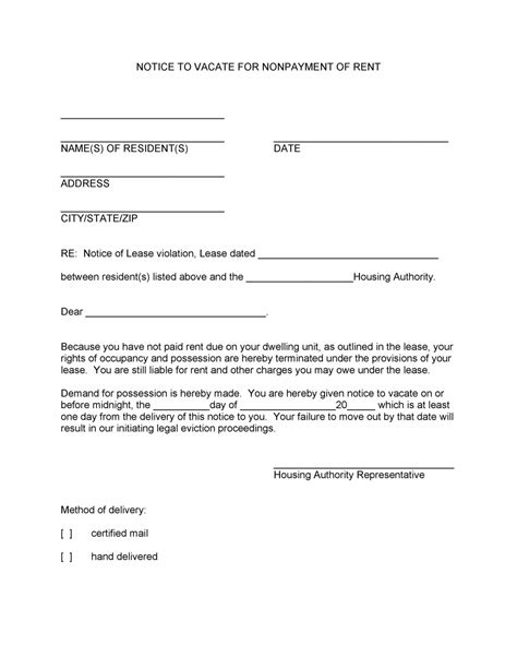 Editable Apartment Eviction Notice Template Doc Example Tacitproject