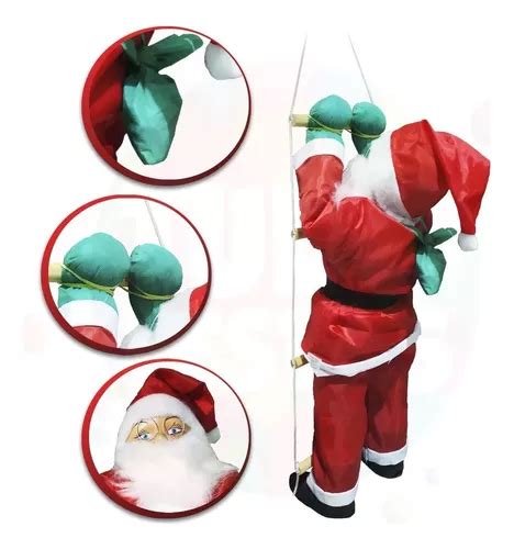 Papai Noel Subindo Escada Boneco Decora O Natal Enfeite Mercadolivre