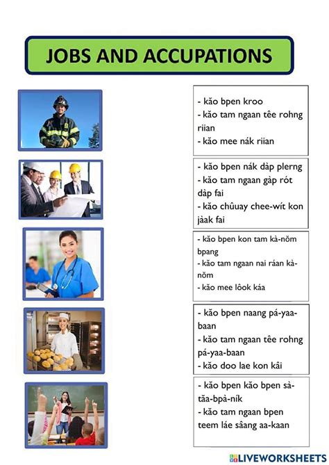 Jobs and Occupation interactive exercise | Live Worksheets