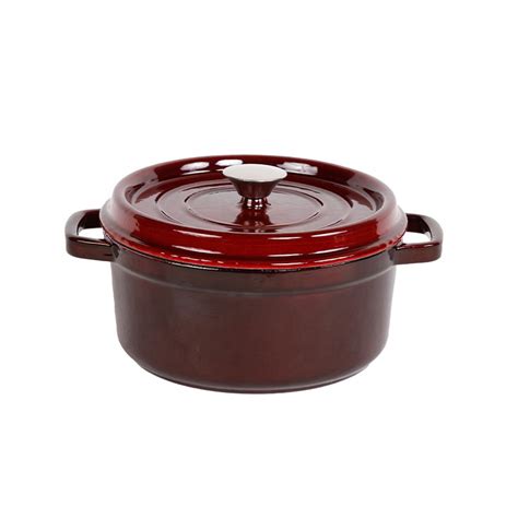 Red Color Cast Iron Ceramic Cookware Sets Round Enamel Casseroles