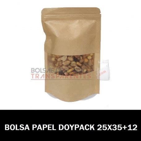 Bolsas De Papel Kraft Doypack Con Ventana Y Autocierre X