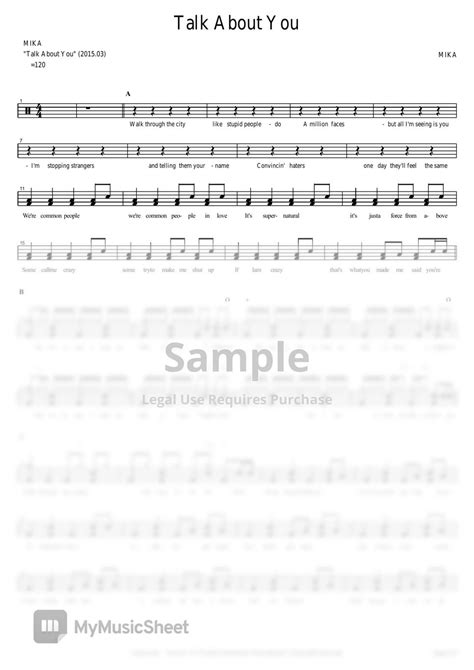 Mika Talk About You Sheets By Copydrum
