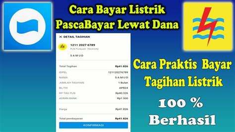 Cara Bayar Tagihan Listrik Pasca Bayar Lewat Aplikasi Dana Youtube