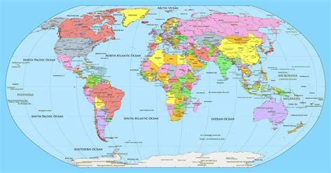 projeção de robinson do mapa do mundo político | Mapa del mundo, Mapa ...