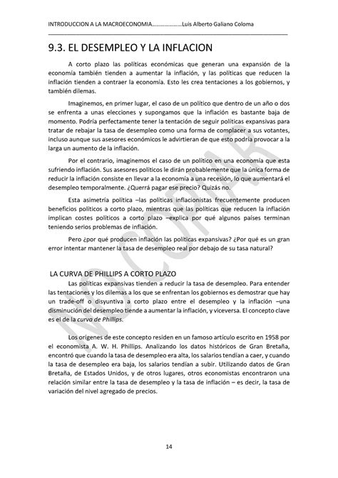 Desempleo E Inflacion Y Dop Y Contabilidad Macro 9 EL DESEMPLEO Y LA