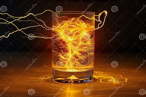 Glass Filled with Liquid with Electricity Lightning Stock Illustration ...