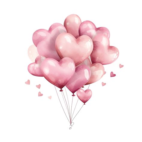 Cute Pink Heart Balloon Illustration Heart Love Valentine PNG