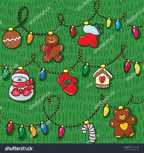 Hand Draw Set Christmas Decoration Bear Stock Vector Royalty Free