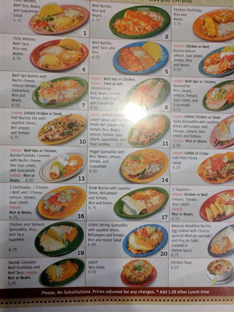 Menu At Fiesta Tapatia Restaurant Cheraw