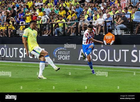 June Paraguay Forward Alex Arce Kick The Ball During The