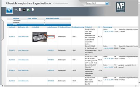 Planungs Und Reservierungsliste Für Lagerbestände MÖbelpilot