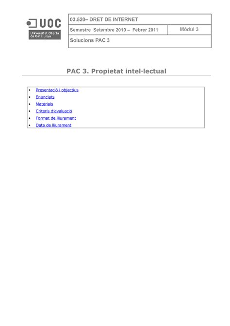 Pac Sol Dret De Internet Semestre Setembre Febrer