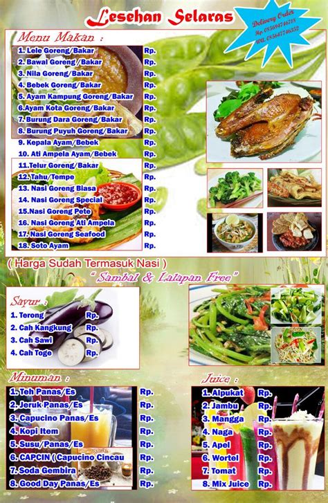 Menu At LESEHAN Selaras Kutoarjo