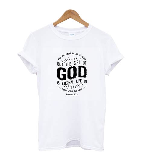 Romans 623 Bible Verse Typographic Design T Shirt