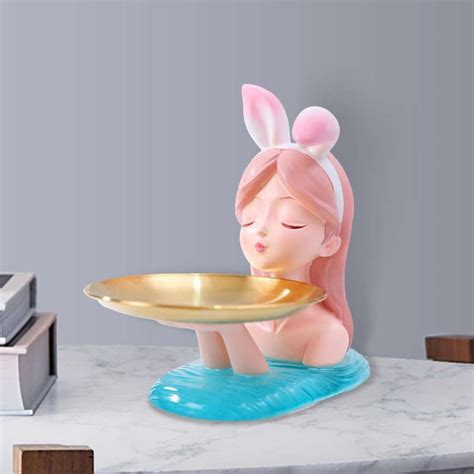 Jual Nordic Girl Figurine Storage Tray Statue Sculpture For Decoration