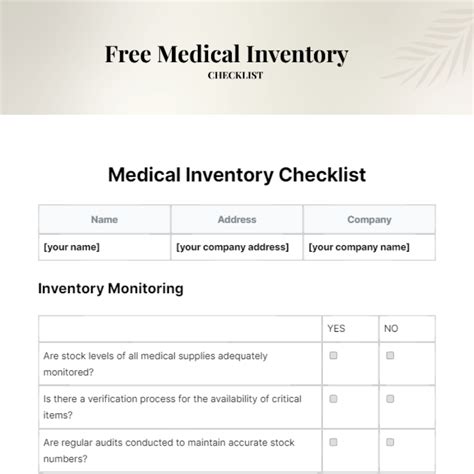 Free Medical Inventory Checklist Template Edit Online And Download