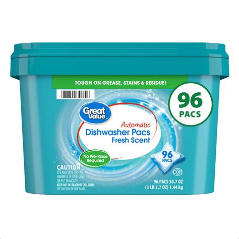 Great Value Automatic Dishwasher Detergent Pods Base Clean Fresh