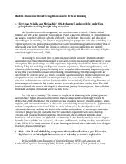 Using Discussion For Critical Thinking Docx Model Discussion