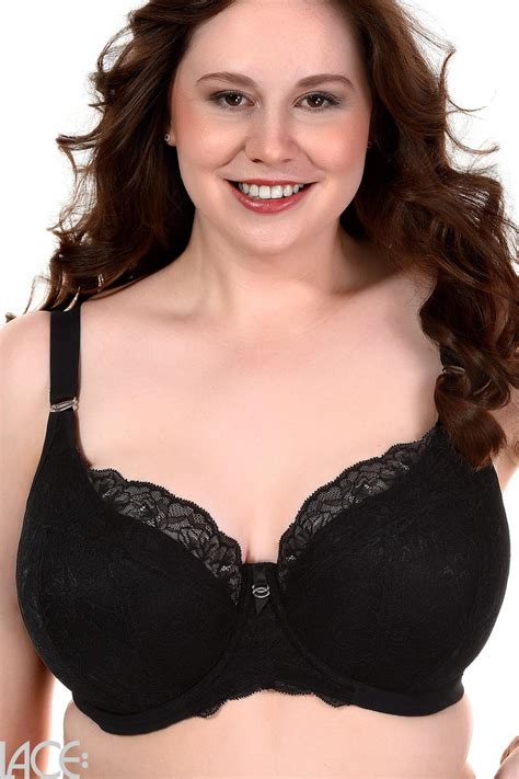 Elomi Brianna Balcony Bra Padded G L Cup Black Lace Lingerie