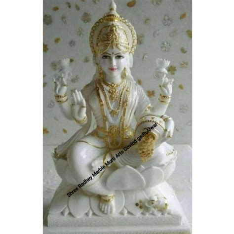 Golden Plain Pure White Marble Laxmi Statue For Temple At Rs 17800 In