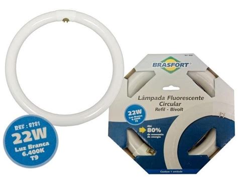 Lâmpada Fluorescente Circular Bivolt 22w T9 Brasfort 8381 FORTSMAQ