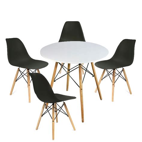 ᐉ Комплект мебели Jumi Scandinavian Design стол и стулья Black/White (2104)