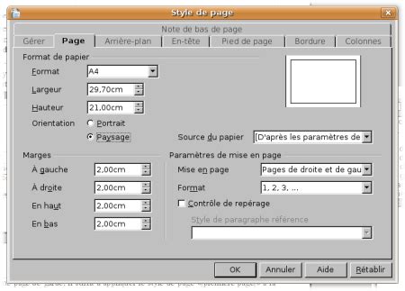 Libreoffice Et Openoffice Writer Cr Er Une Page Au Format Paysage Au