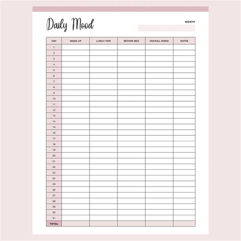 Printable Monthly Mood Tracker Plan Print Land