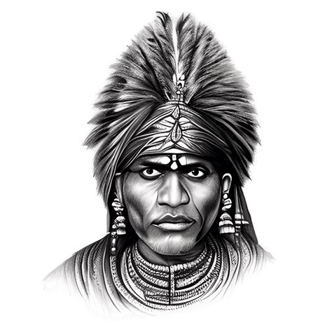 Sketch Of An Indian Warrior · Creative Fabrica