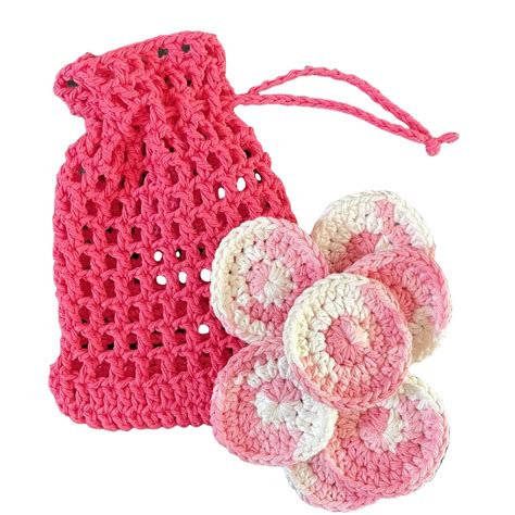 Crocheted Small Cotton Drawstring Bag Matching Cotton Face Etsy