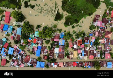 Calumpit Bulacan Philippines 31st July 2023 A Drone Image Shows A