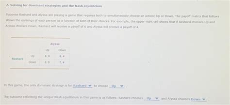 Solved 7 Solving For Dominant Strategies And The Nash Chegg