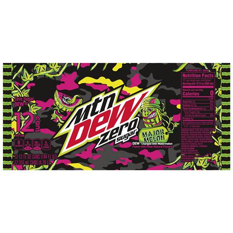 Mtn Dew Zero Sugar Major Melon Dew Charged With Watermelon Flavor Fl