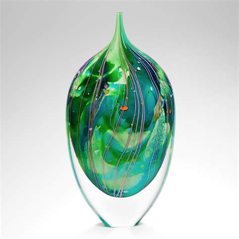 Glass Teardrop Ornament 'Arrival of Spring Dropper' by Peter Layton