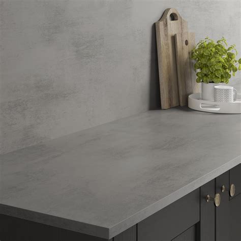 Howdens 3m X 22mm Square Edge Silver Grey Concrete Laminate Worktop Howdens