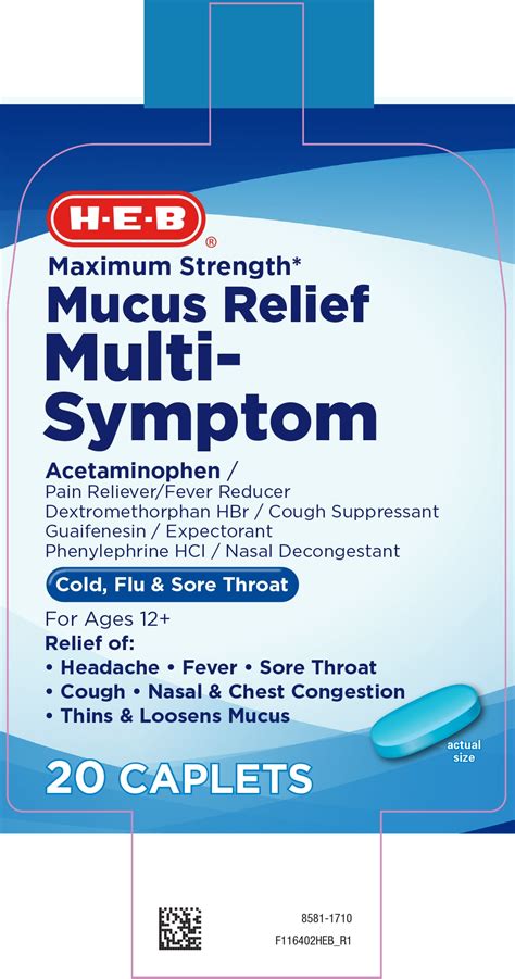 Mucus Relief Cold Flu And Sore Throat Acetaminophen Dextromethorphan