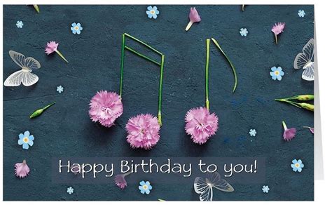 Geburtstagskarte Mit Musiknoten Aus Bl Ten Und Happy Birthday To You