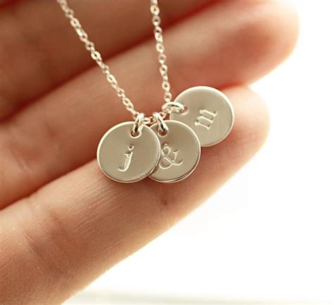 Sterling Silver Initial Disc Necklace Personalized Jewelry Etsy