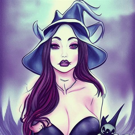 Beautiful Sexy Witch Art Style By Charlie Bowaterhalfbody · Creative Fabrica