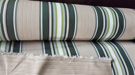 Waterproof Outdoor Canvas Patio Fabric, Multi Striped , Color: Ivory ...