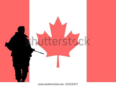 Silhouette Canadian Soldier Flag Canada Background Stock Illustration ...