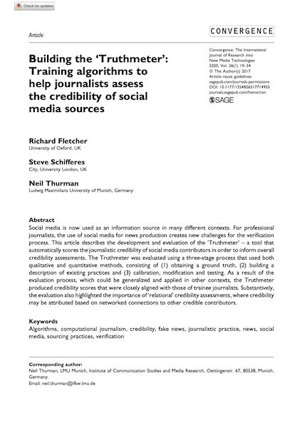 Building The Truthmeter Training Algorithms To Assess The