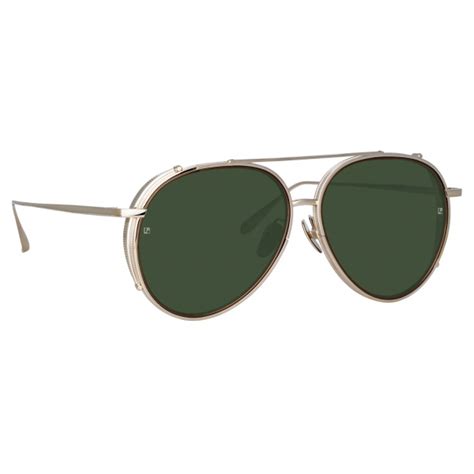 Linda Farrow Torino Aviator Sunglasses In Light Gold Lfl C Sun