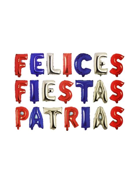 Set Globos Letras Felices Fiestas Patrias Decoración Chile Cotill